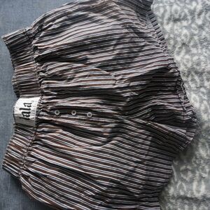 Dress in LALA Brown Striped Shorts